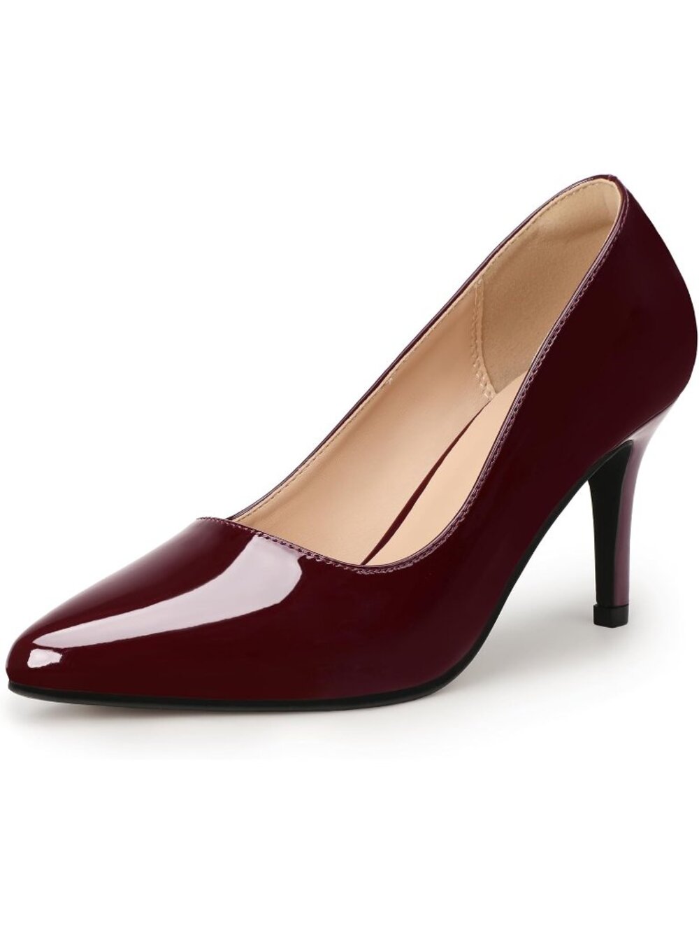 Womens Burgundy Manmade Material High Closed Toe Heels Pointed Stiletto Pumps